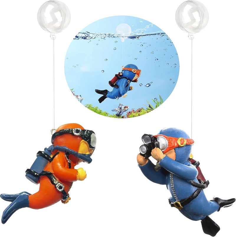 SUPTEC 2-Pack Floating Fish Tank Decorations Little Diver Aquarium Decoration Aquarium Accessories Fish Playmate for Fish Tank Suitable for All Kinds of Fish Tanks Swimming Pool - Image 1